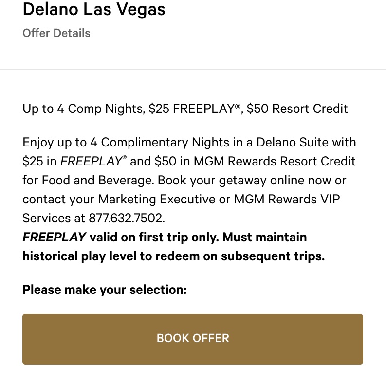Delano Las Vegas Offer