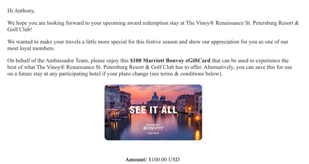 Gifts Being Sent to Some Marriott Bonvoy Ambassador Members - The ...