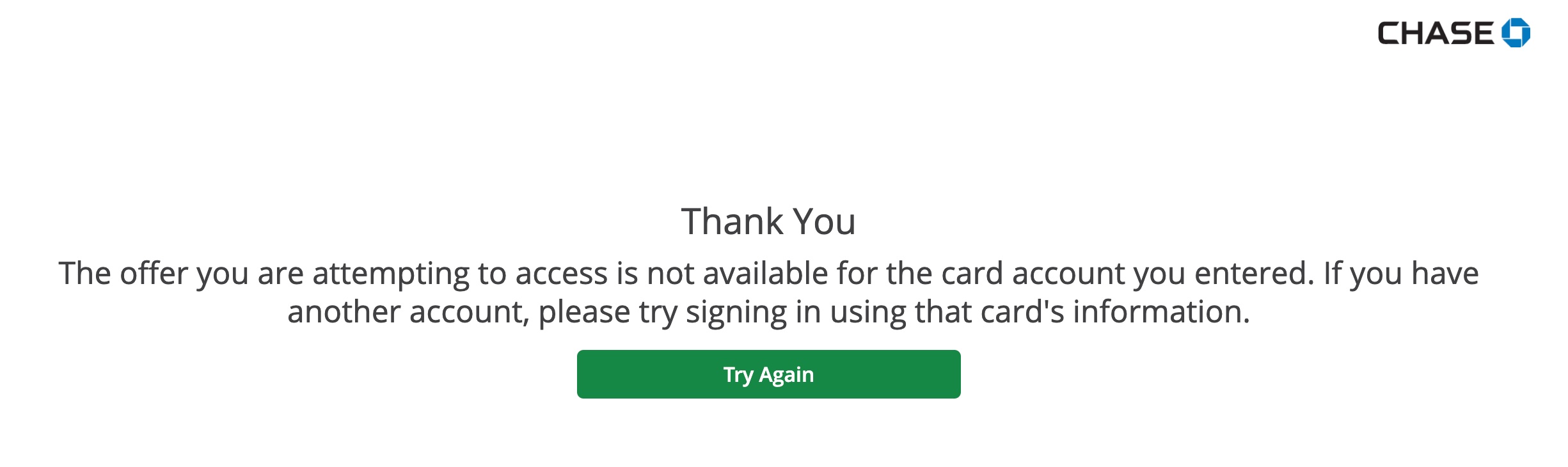 Chase Not Available