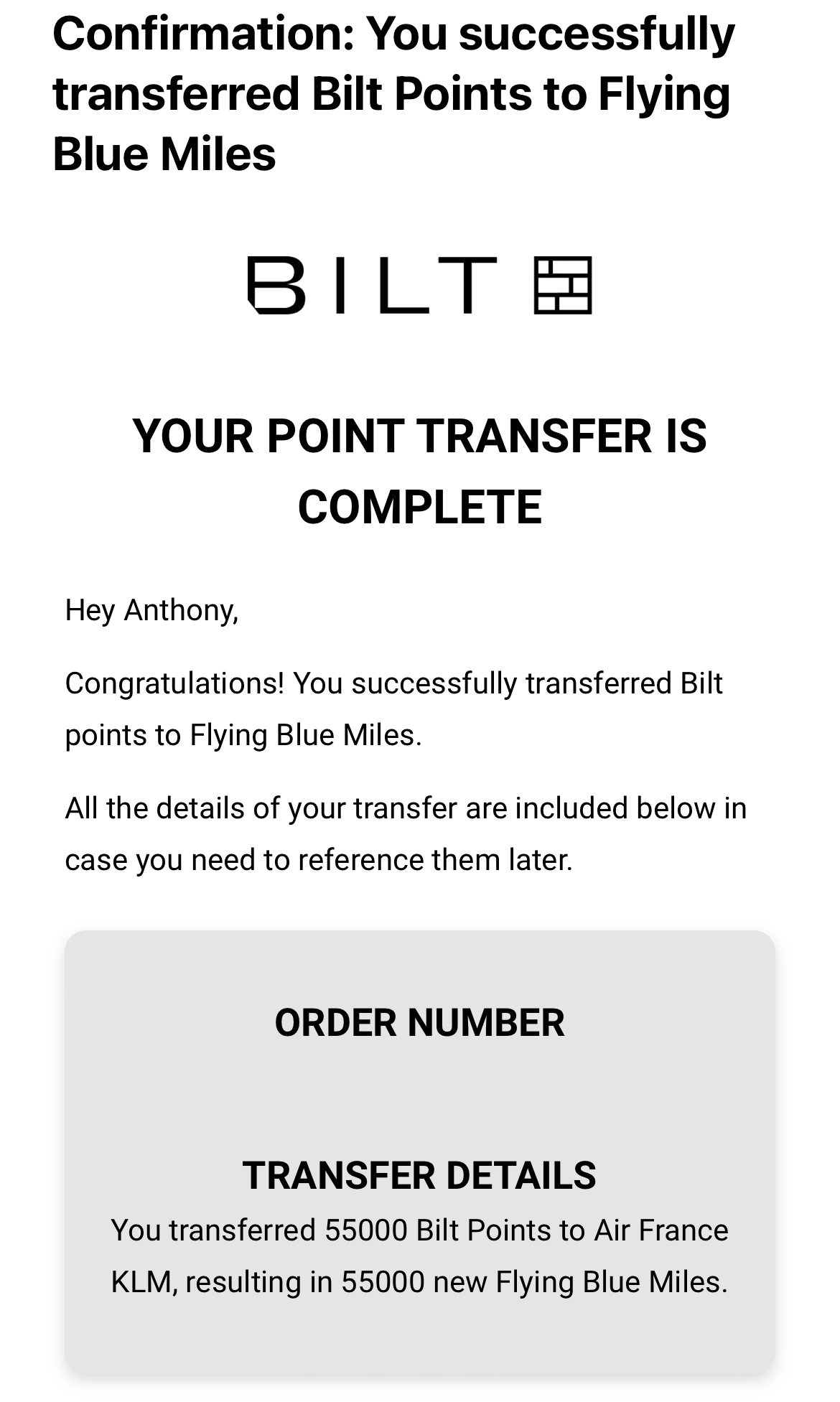 Bilt Transfer
