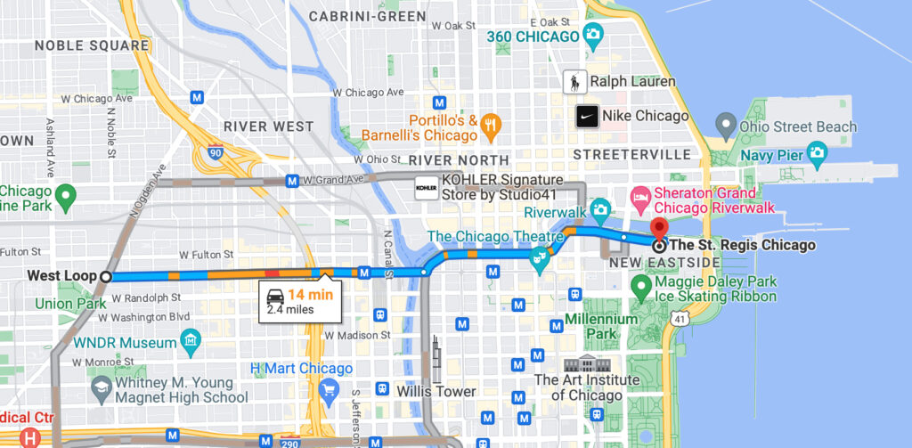 St Regis Chicago Map
