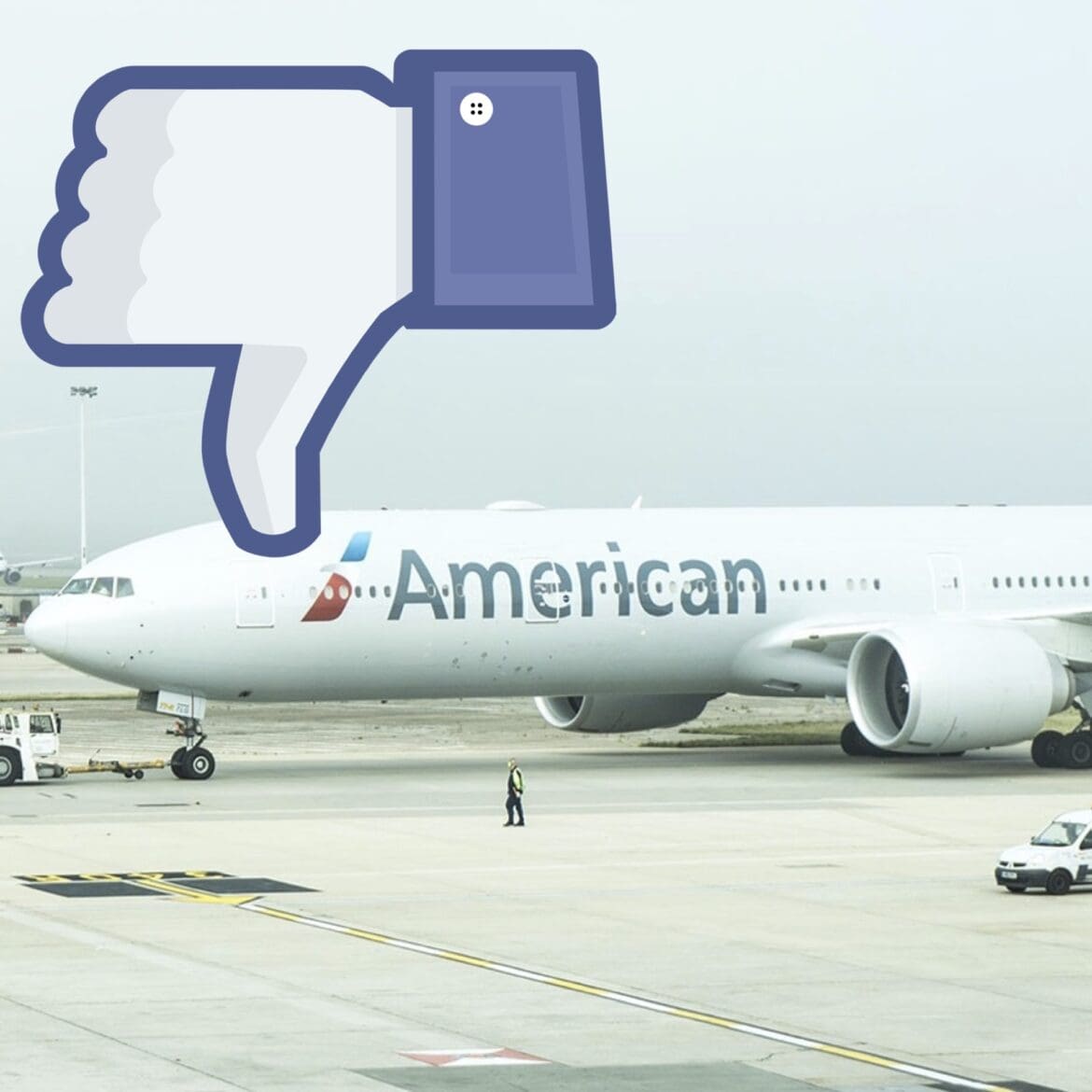 American Awful a large white airplane on a runway