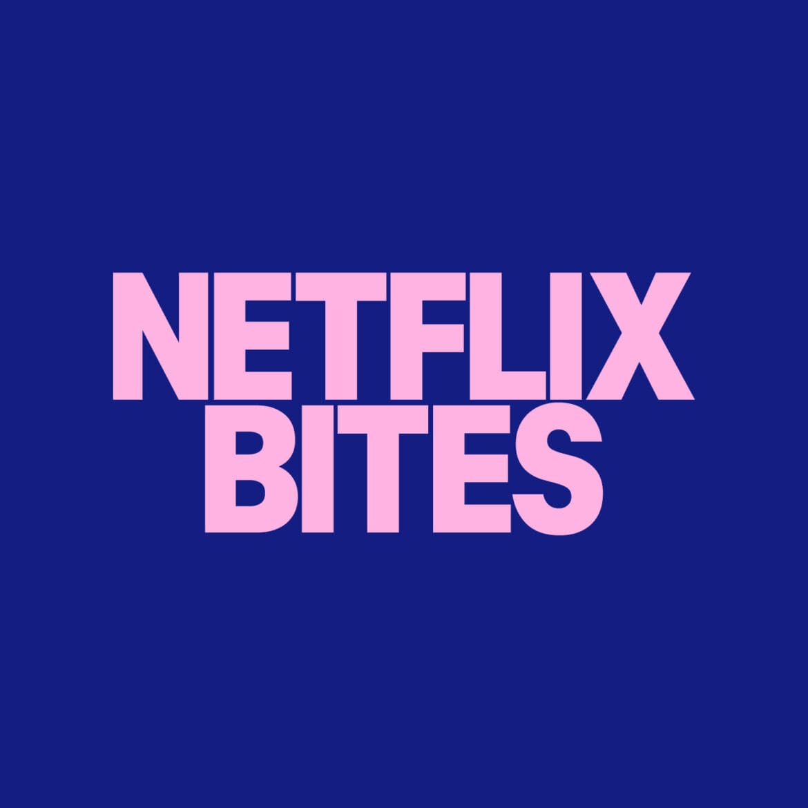 Netflix Bites Logo a blue background with pink text