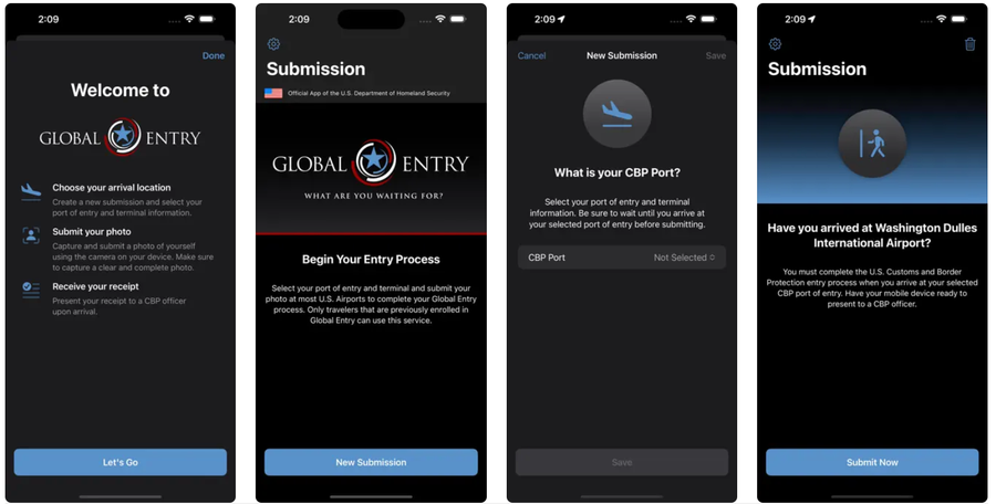 Global Entry App Screenshots