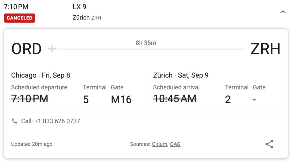 LX 9 Flight Status