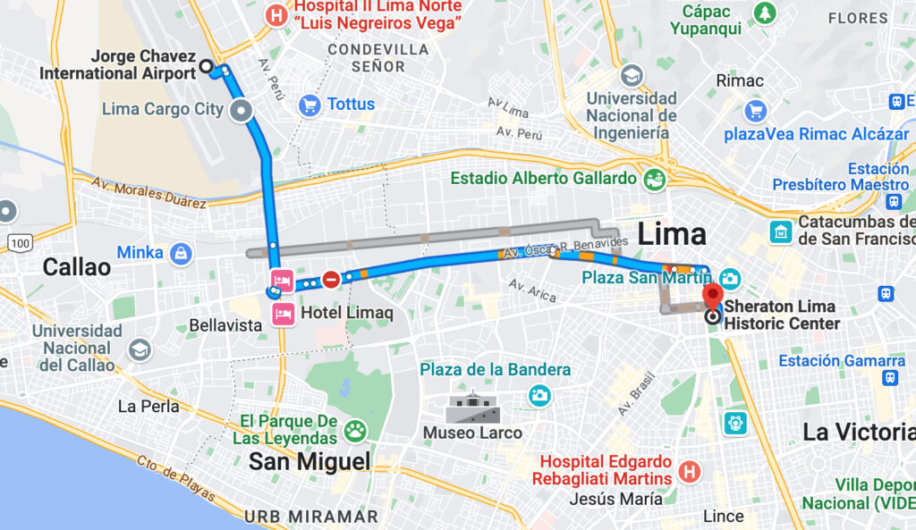 Sheraton Lima Map