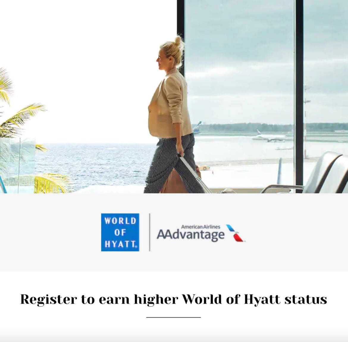 World of Hyatt American a woman standing in front of a window