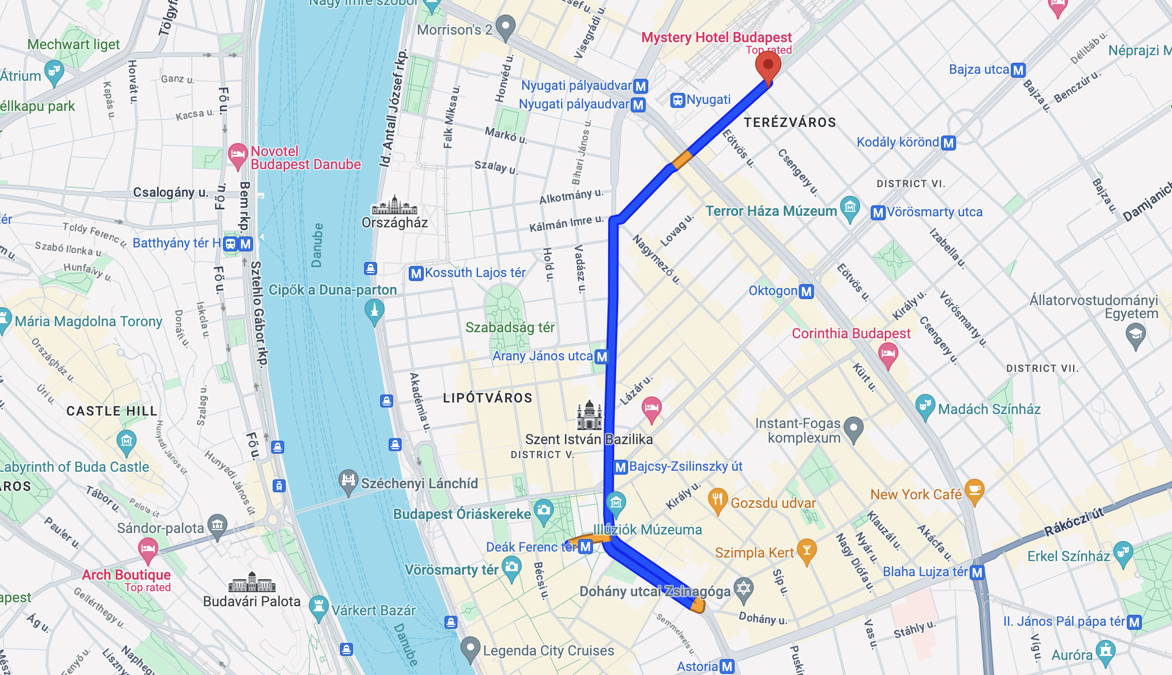 Budapest Mystery Hotel Map