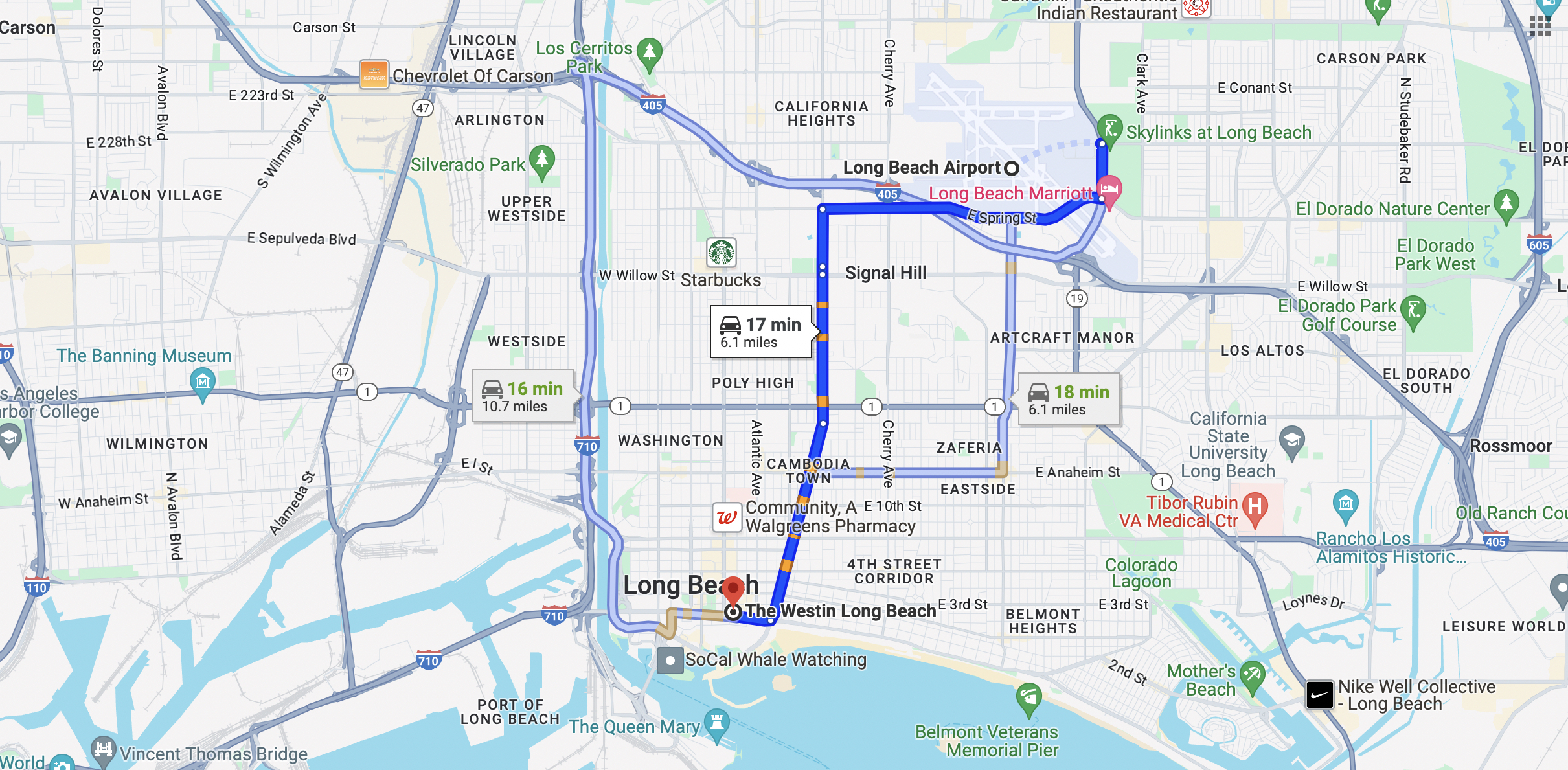 Map to Westin Long Beach