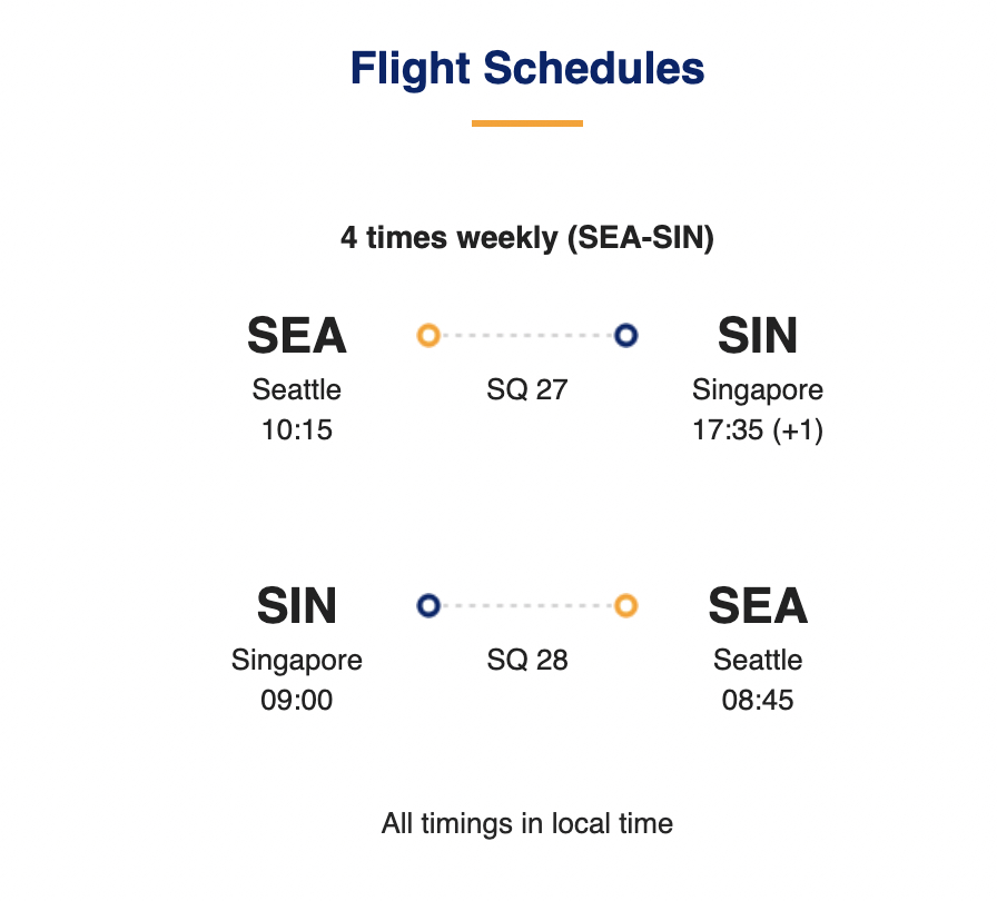 Singapore Flight Schedule