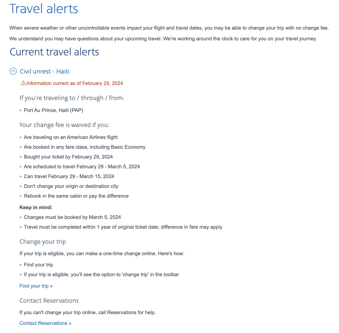 Haiti Travel Alert