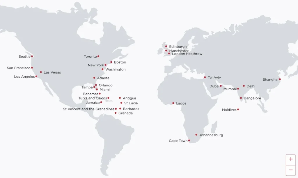 Virgin Atlantic Route Map