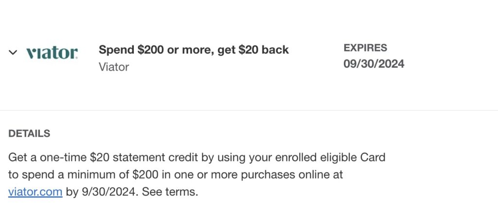 Amex Offer Viator