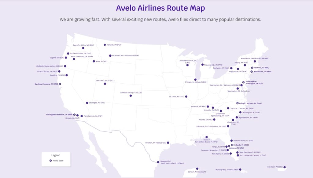 Avelo Airlines Map