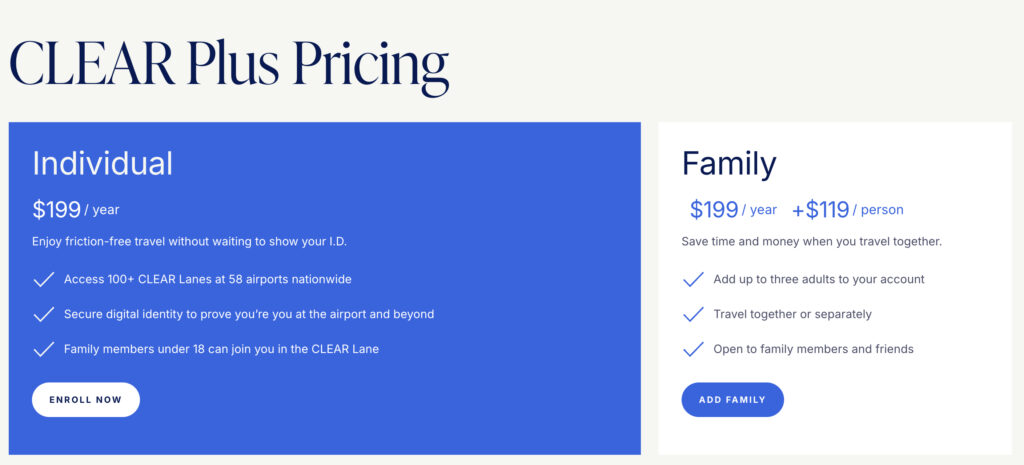 CLEAR Plus Pricing