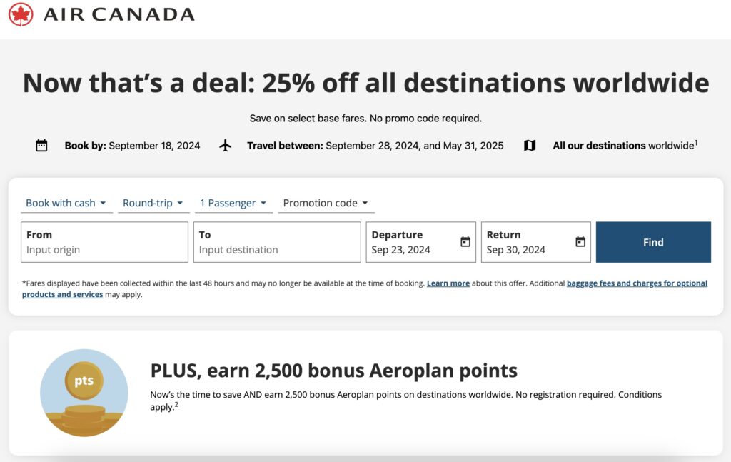 Air Canada Promo