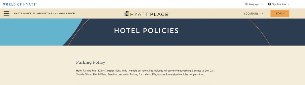 Hyatt Place Parking Fee