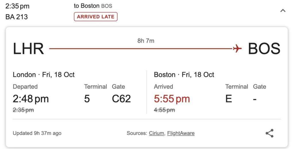 BA213 Flight Status