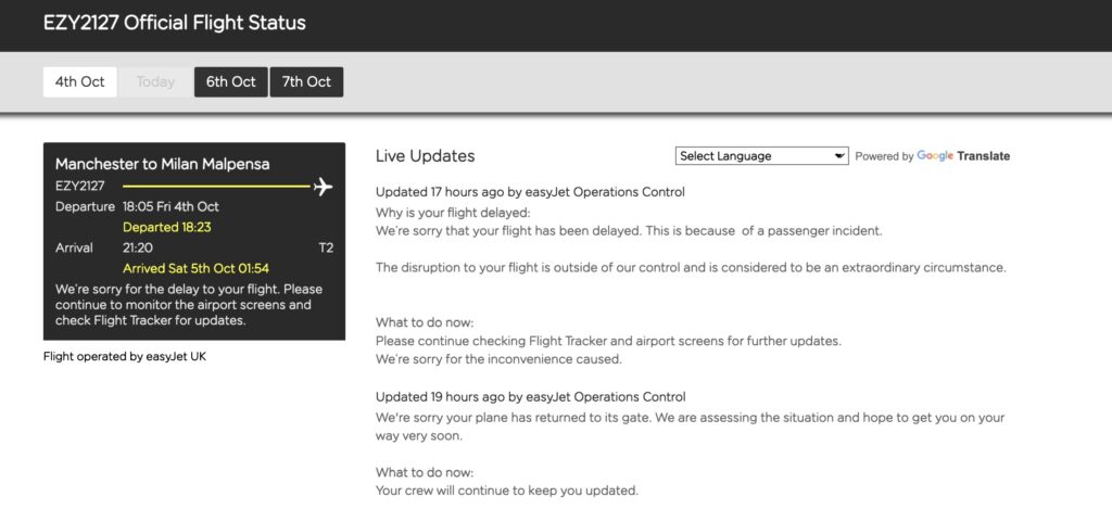 U2 2127 Flight Status