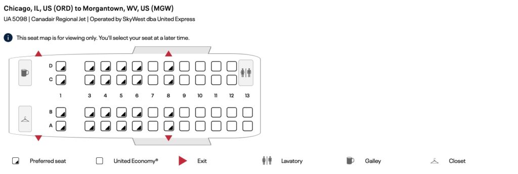 UA5098 Seat Map