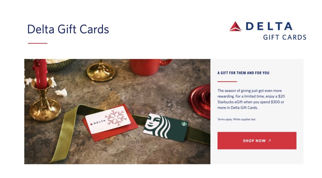 Delta Starbucks Holiday Gift Card