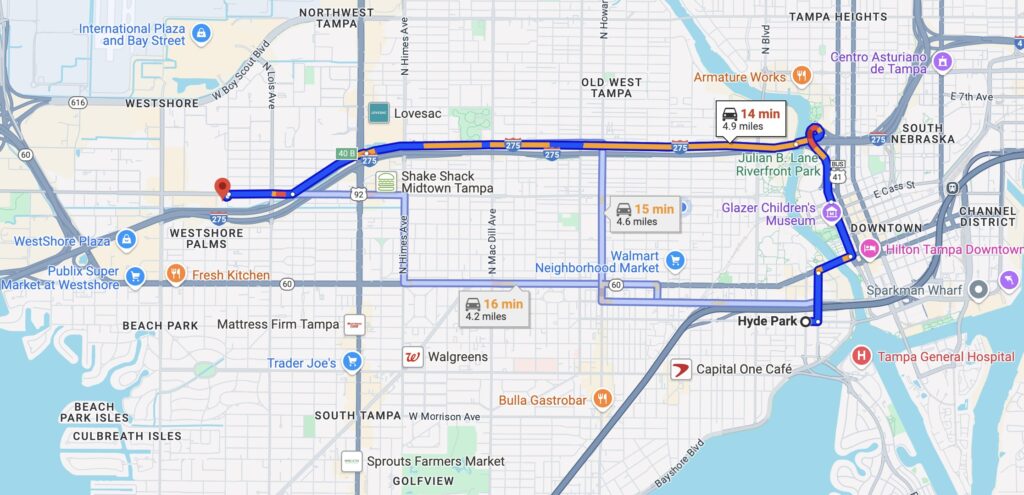 Four Points Tampa Map