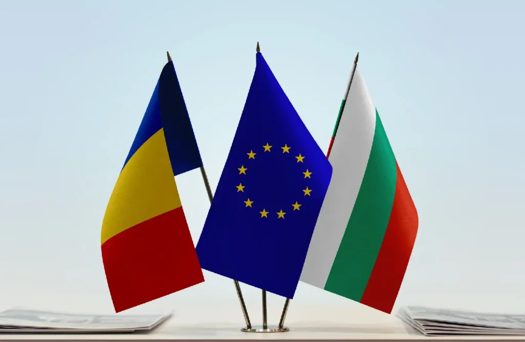 a group of flags on a table