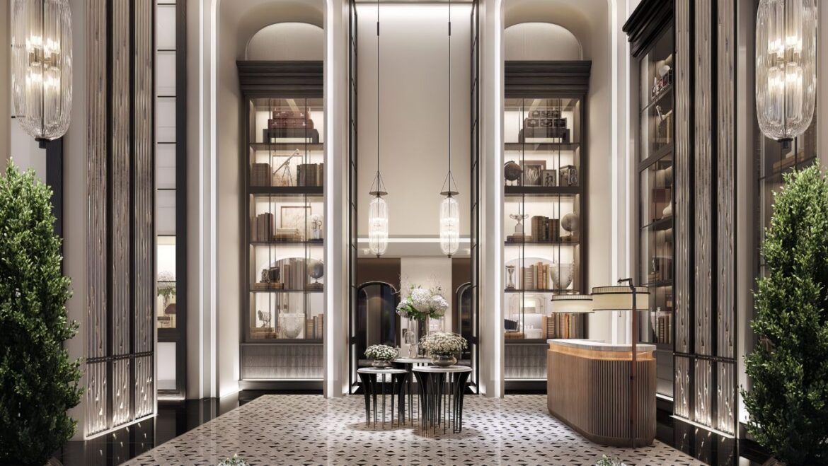 a room with a table and chairs