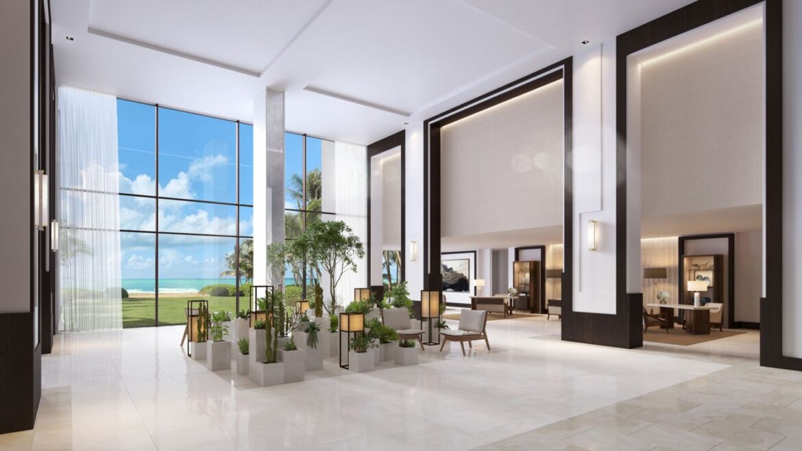 St Regis Aruba 5 a room with plants and a large window