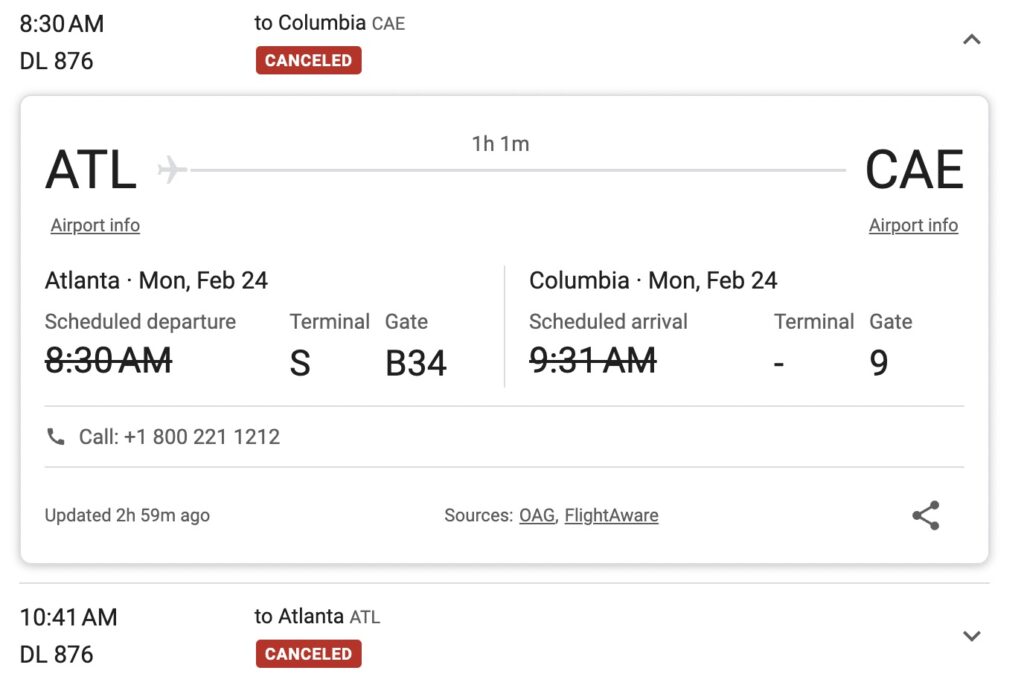 DL876 Flight Status