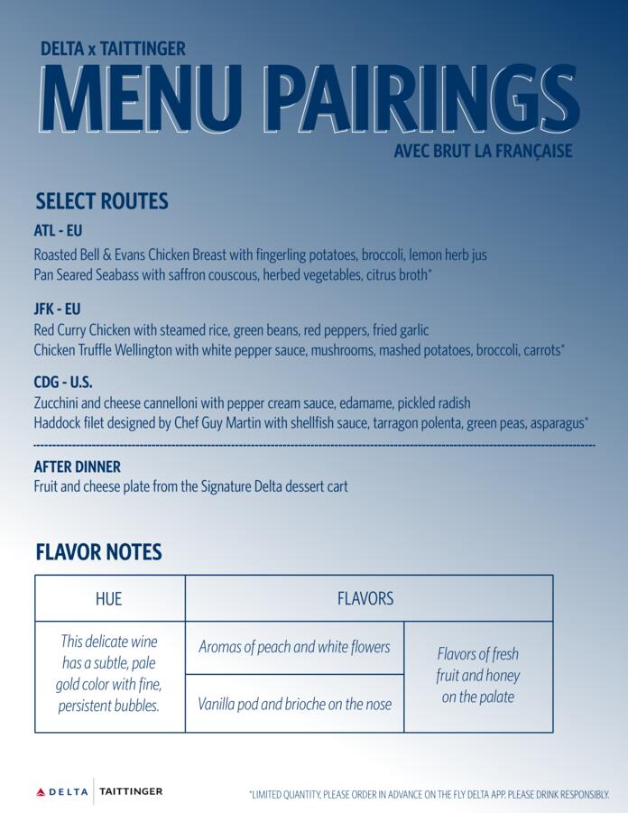 Delta Taittinger Pairings