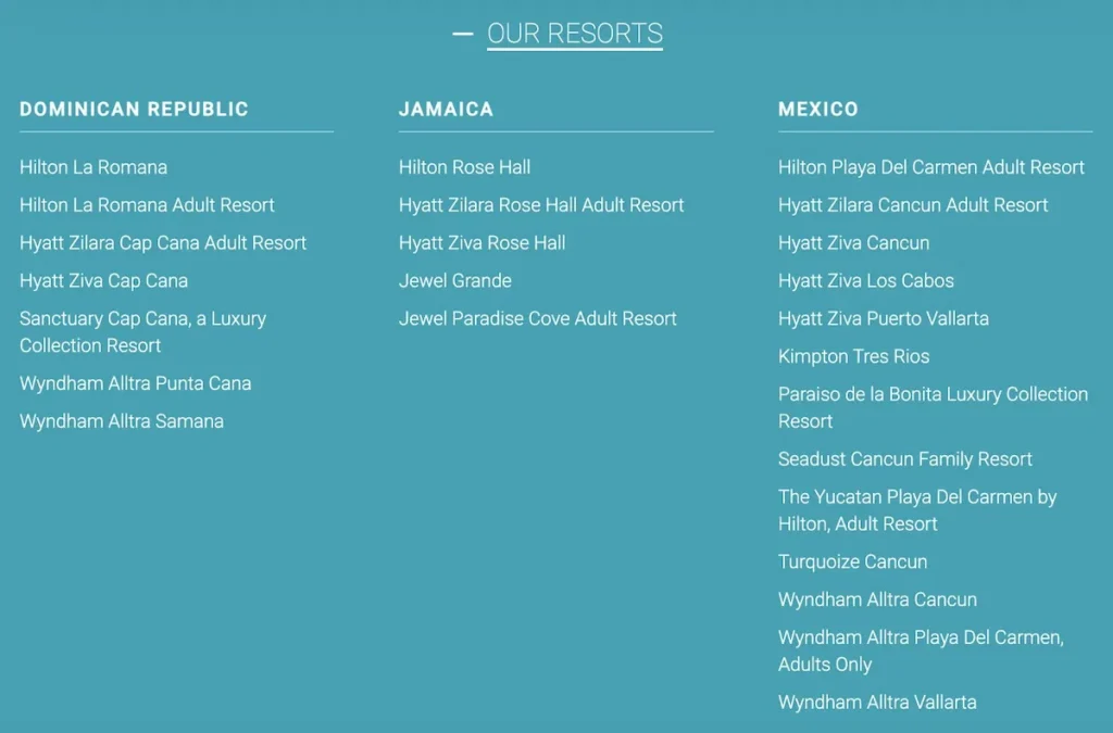 Playa Resorts Locations