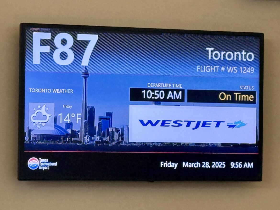 WestJet TPA to YYZ 1 WestJet TPA to YYZ 1