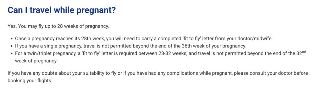 Ryanair Pregnancy Policy