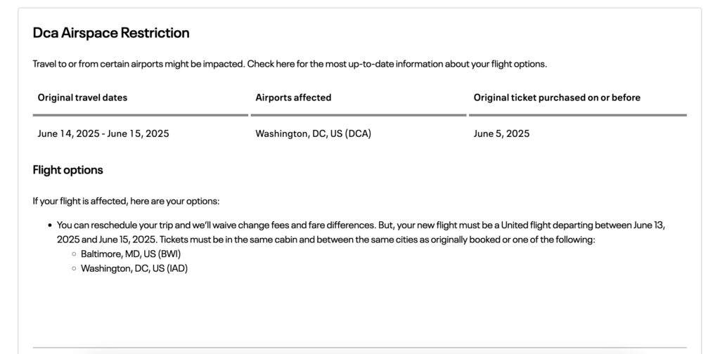 United DCA Waiver
