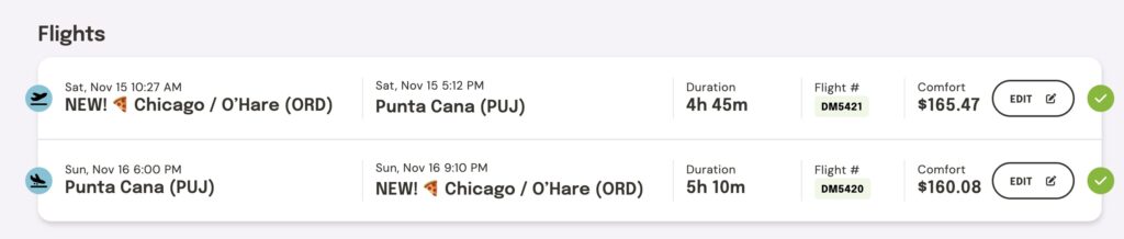 Chicago to PUJ Sale