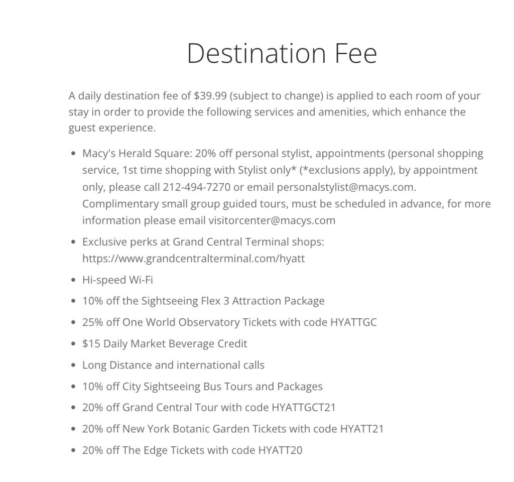 Destination Fee