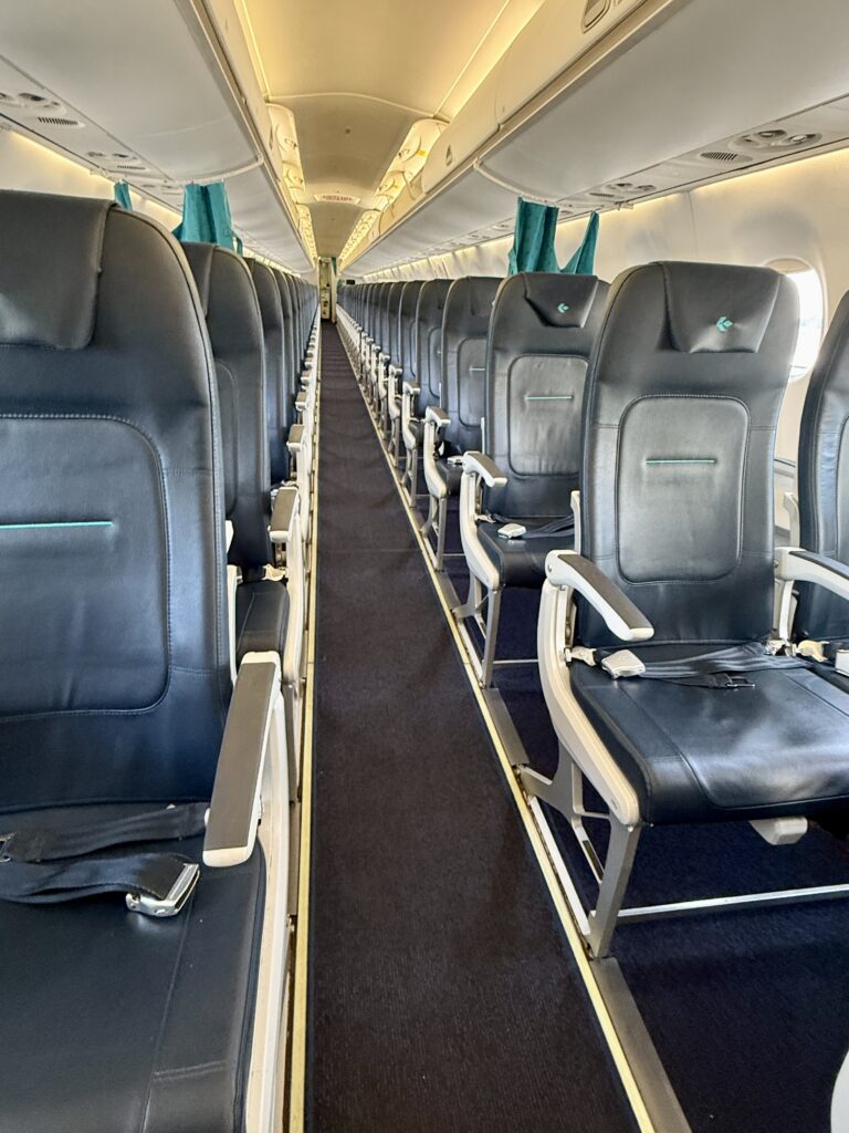 a row of seats on an airplane