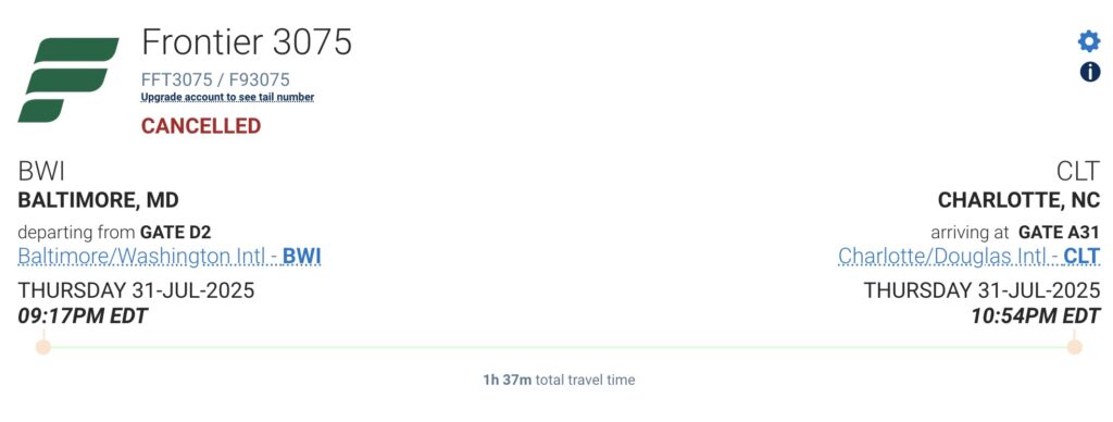 Frontier 3075 Flight Status