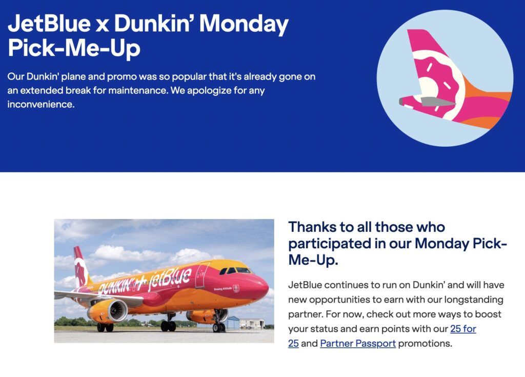 JetBlue Dunkin Promo Ends