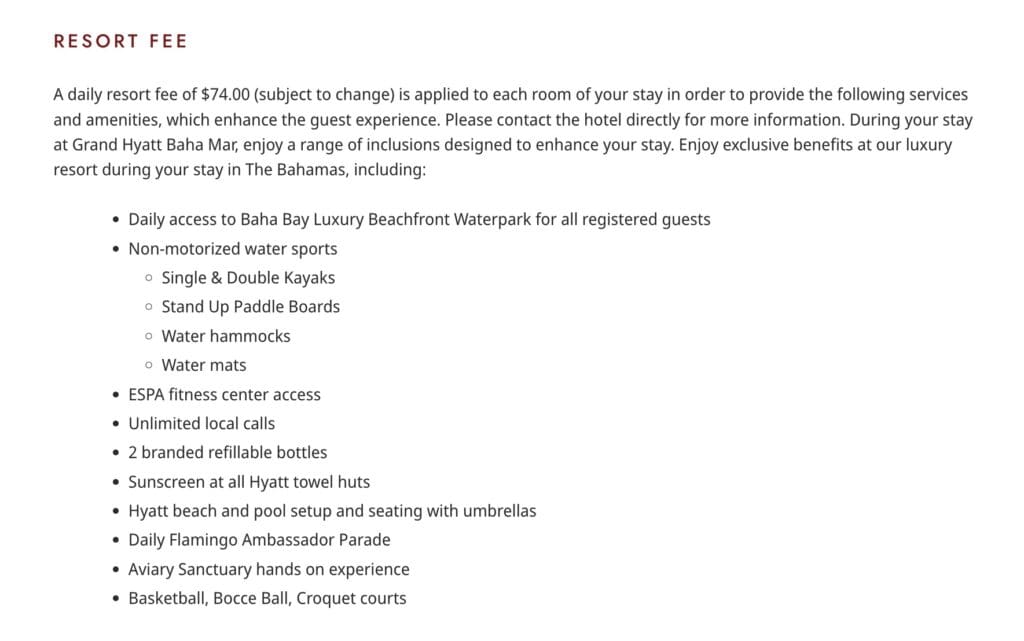 Grand Hyatt Baha Marr Resort Fee