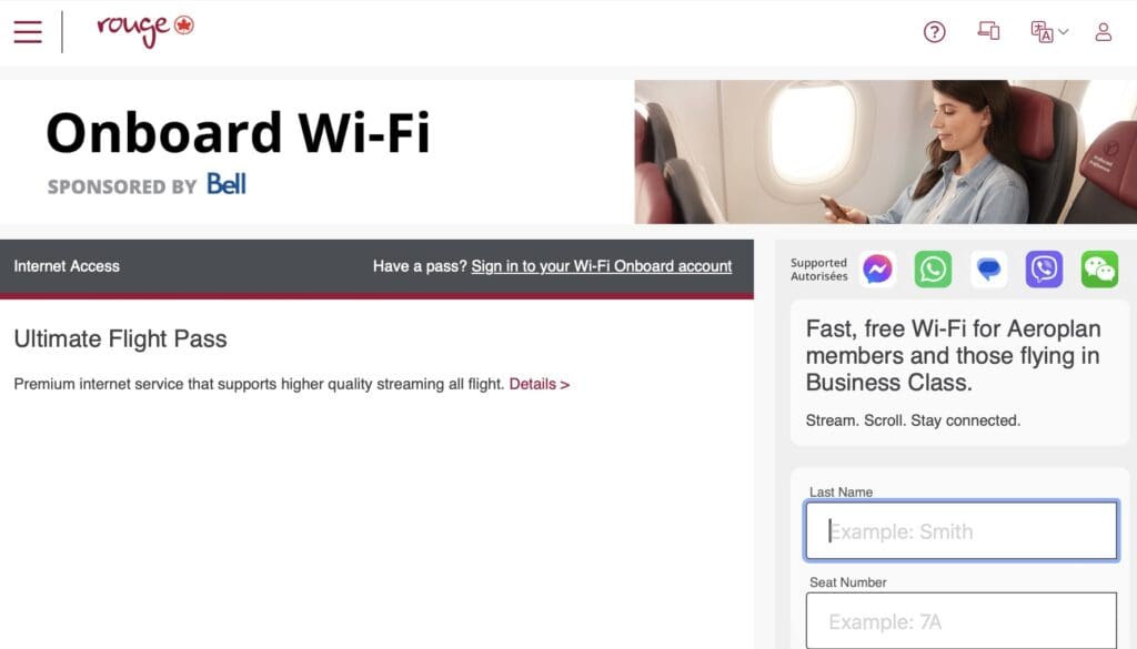 Air Canada WiFi 2