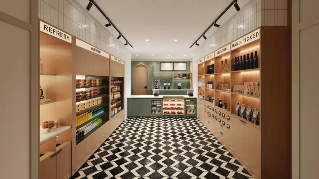 a store with shelves of food and drinks