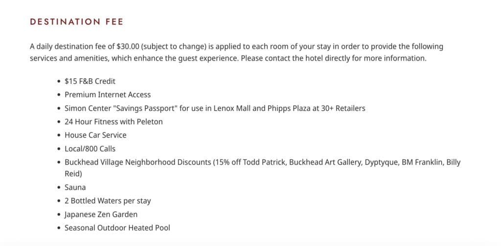 Grand Hyatt Destination Fee