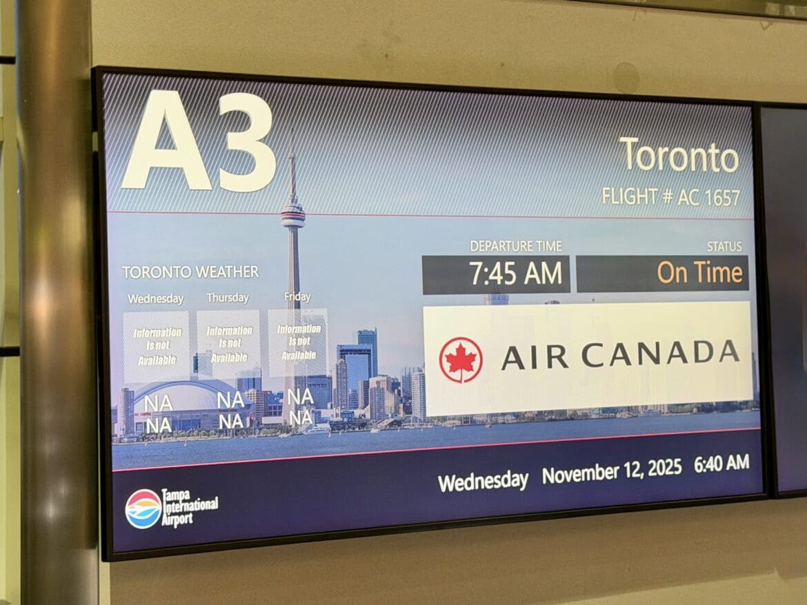Air Canada TPA to YYZ 2