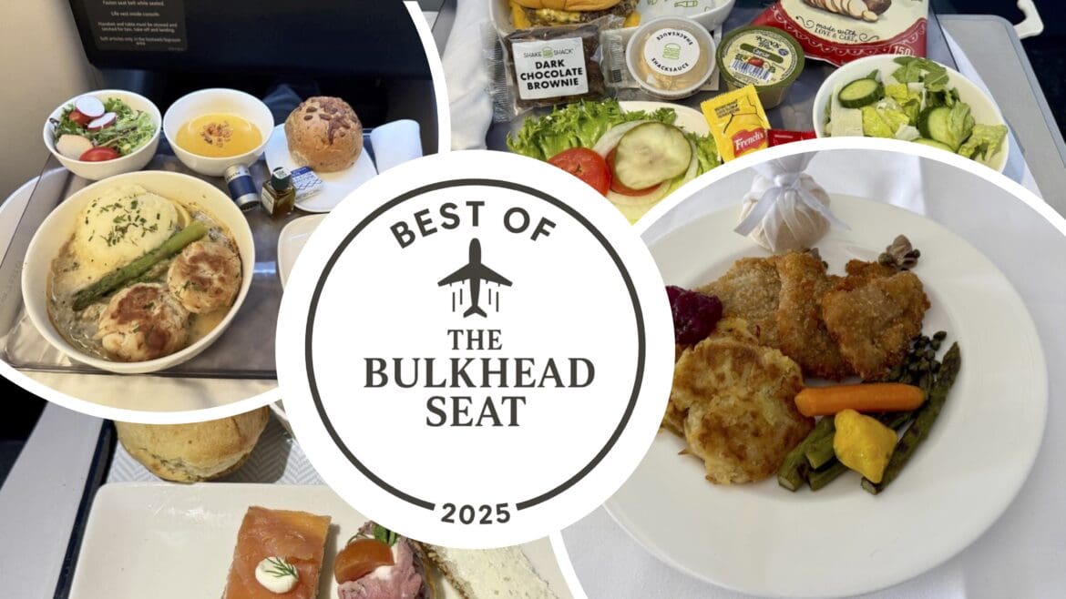 a collage of food on a plane