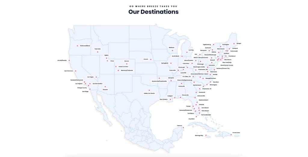 Breeze Destination Map