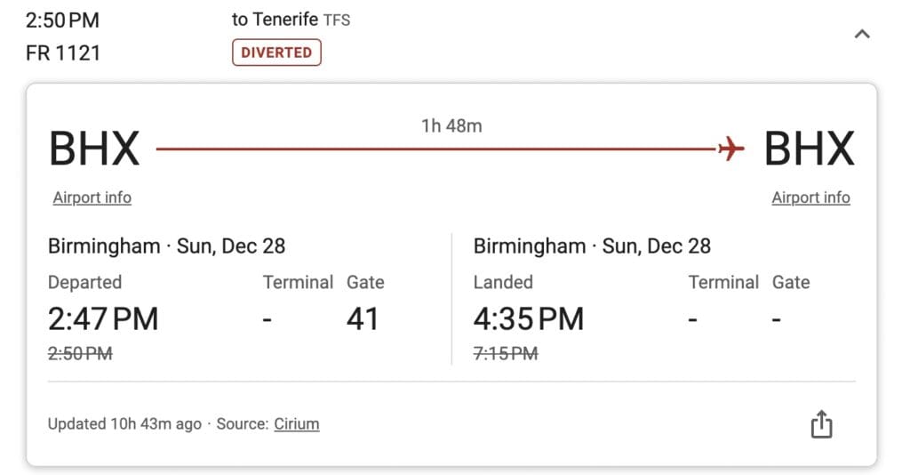 FR1121 Flight Status