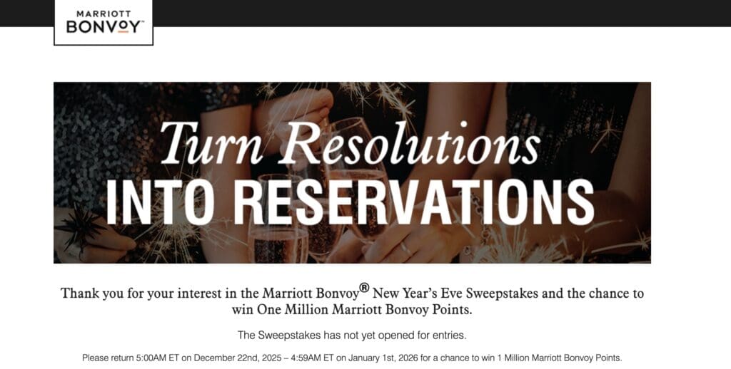 Marriott Million Points Giveaway