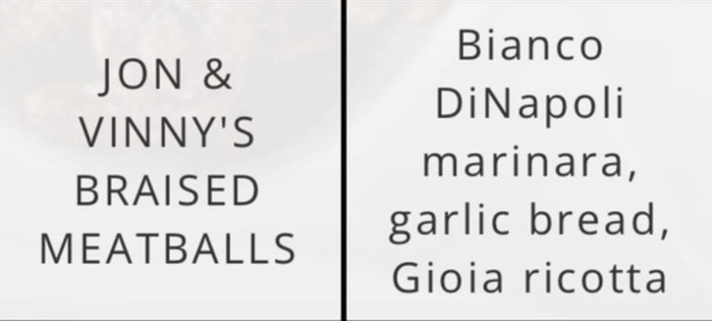 Meatballs Delta Menu